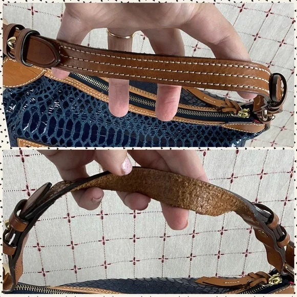 Vintage Dooney & Bourke Navy Snakeskin Leather Erica Hobo Shoulder Bag BS479 NV - Picture 8 of 15
